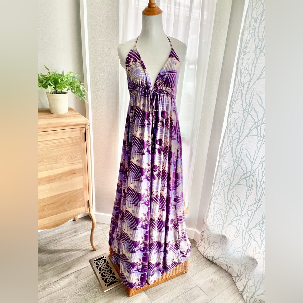 Bocawear Purple Tropical Floral Maxi Dress- Size Medium